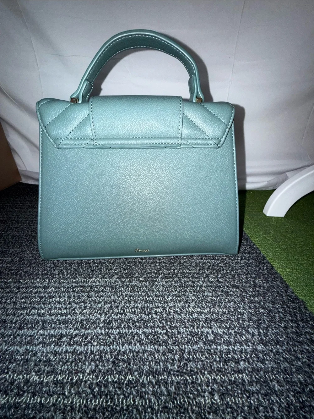 Crossi Quilted Top-Handle Satchel in Light Blue